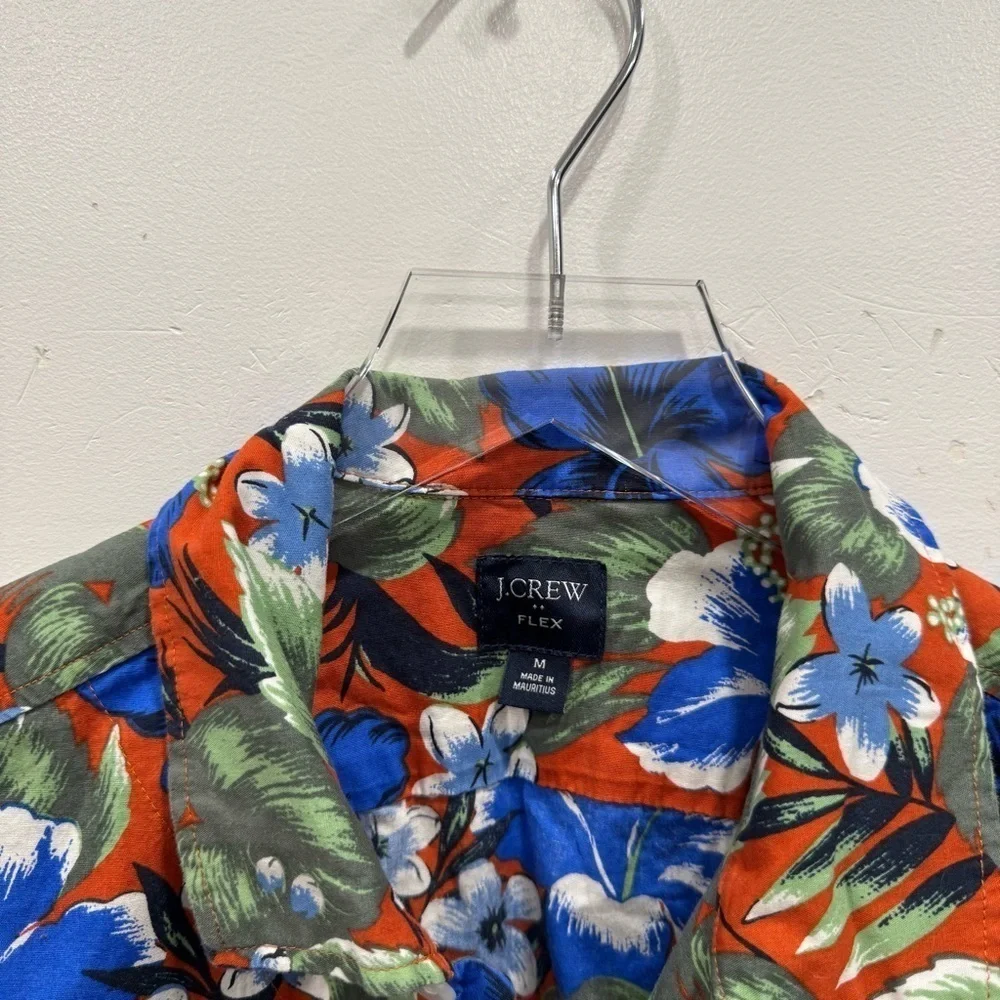 J. Crew Favtory Flex Short Sleeve Button Down Camp Collar Shirt Hawaiian Print M